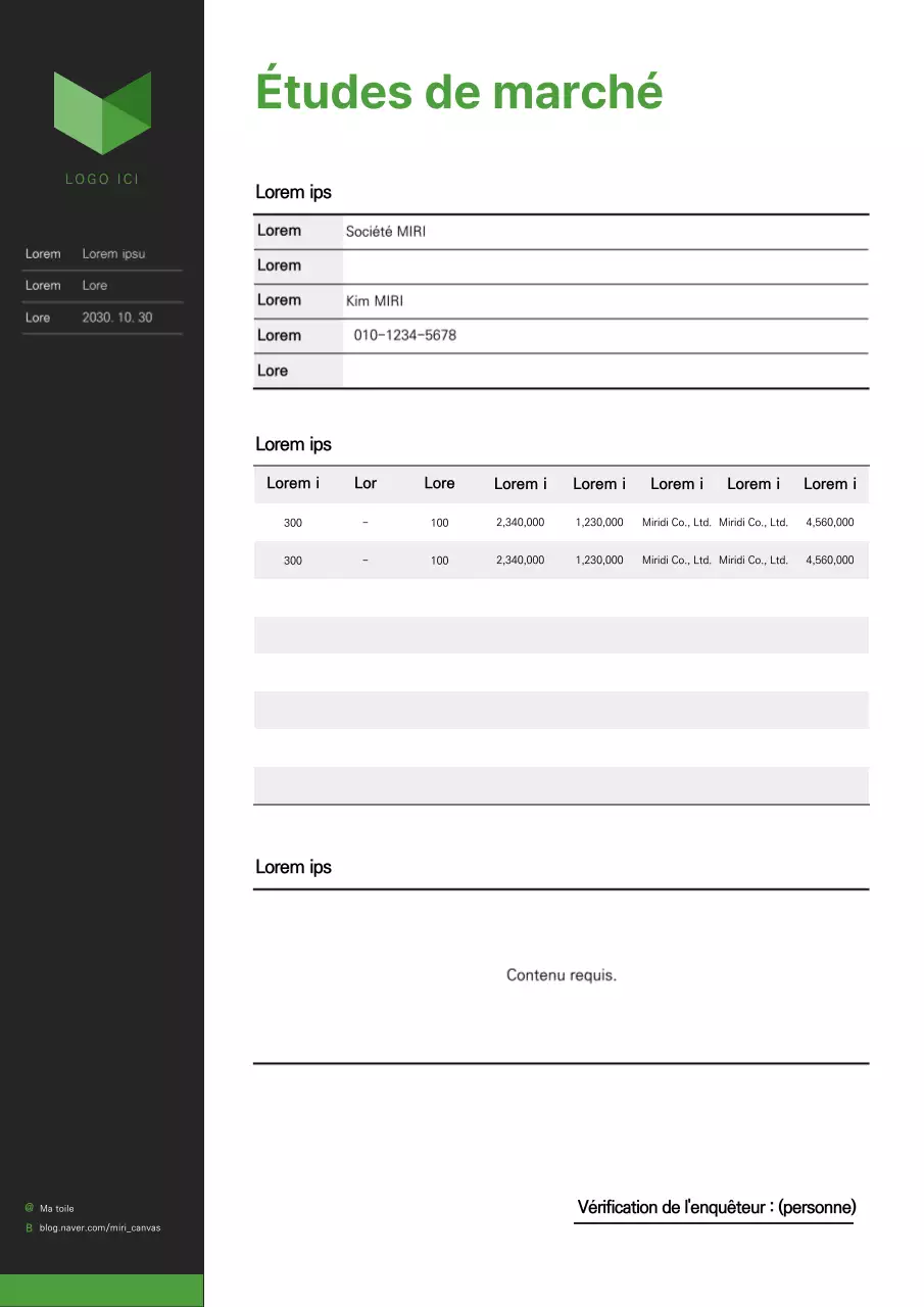 Modèle de rapport d'étude de marché vert et bureaucratique
