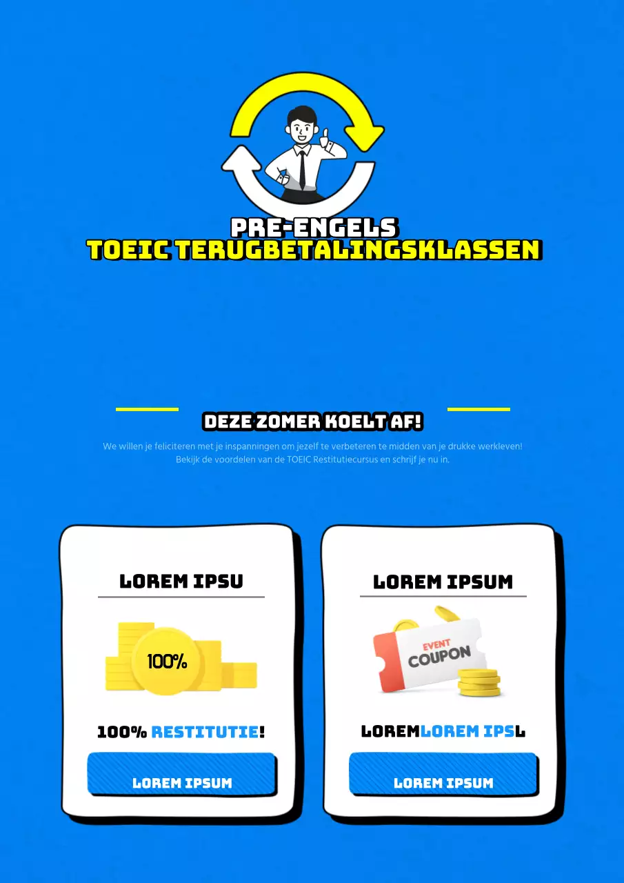 Promotie van het zomerevenement op de blauwe en schone TOEIC-school