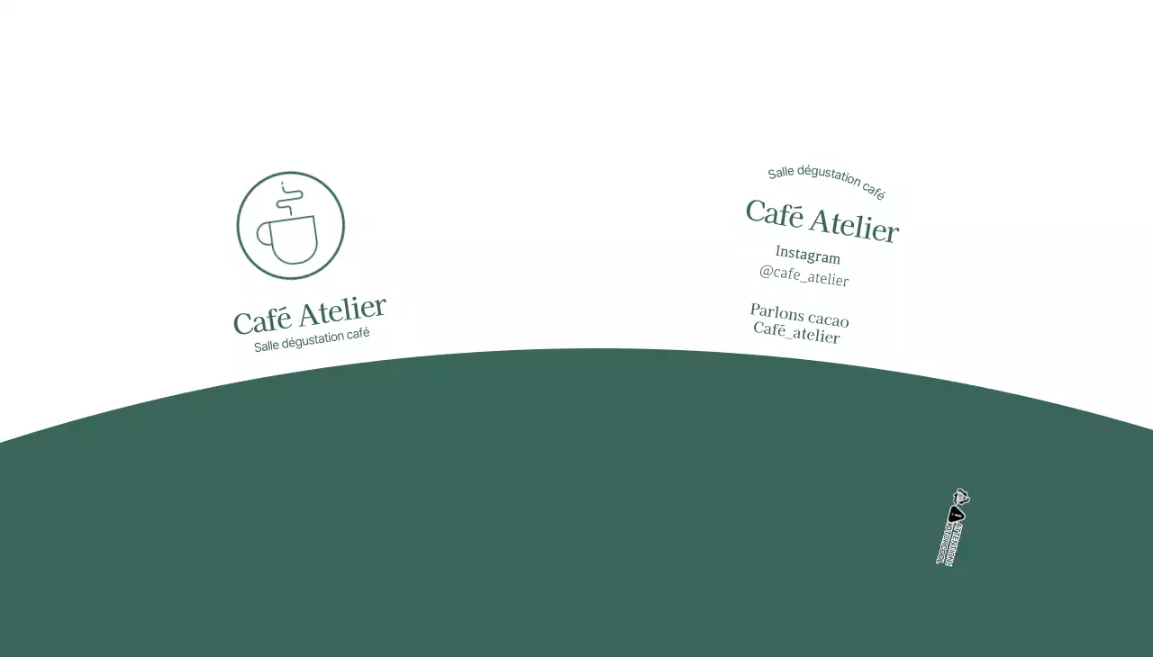 Illustration de ligne simple, blanche et verte, d'un café