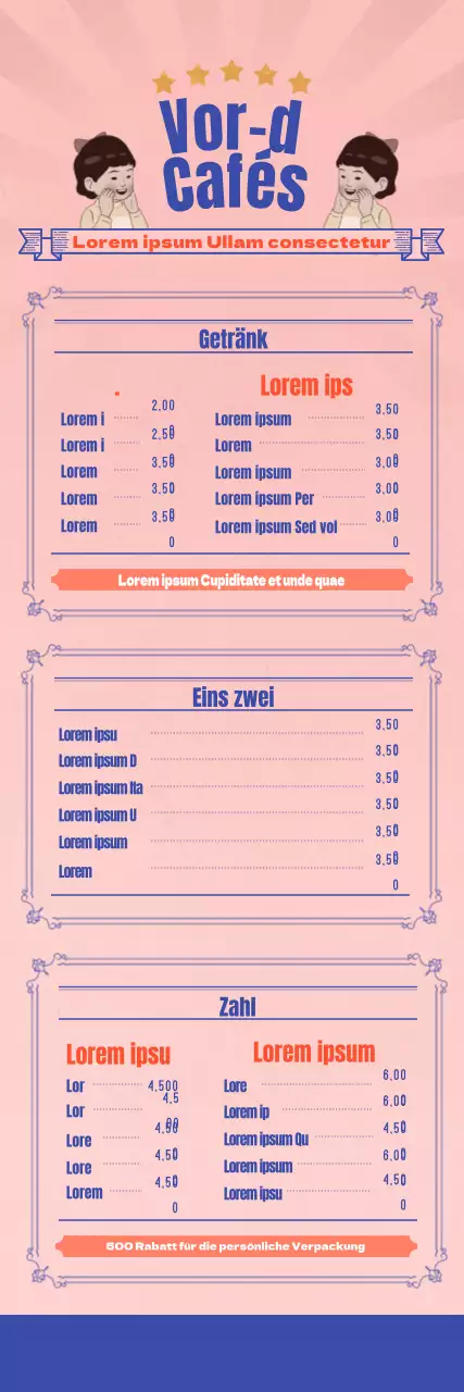 Retro illustrierte Café-Banner mit rosa Vintage-Hintergrund