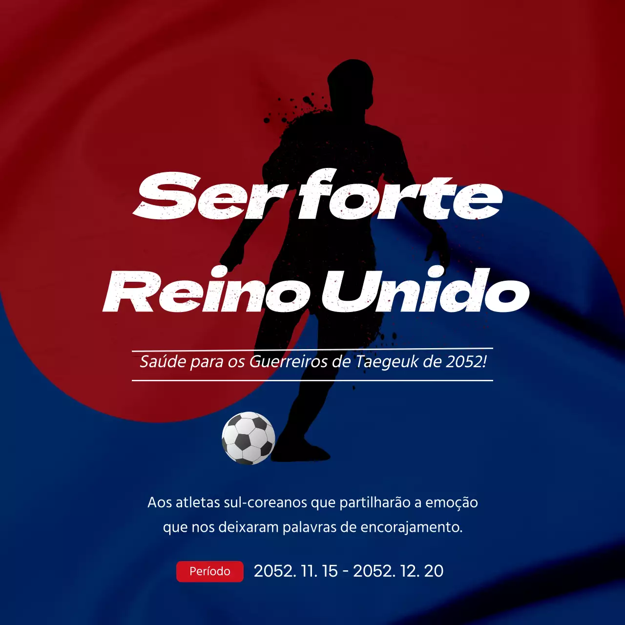 Evento de claque de futebol no portão vermelho e azul do Tai Chi