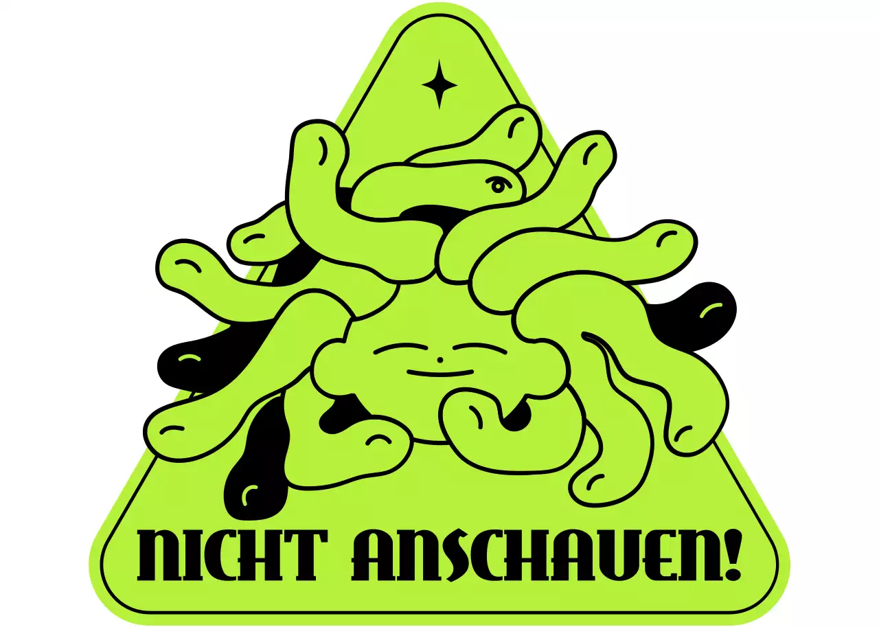 Nette Illustration Konzept Amphitheater Merchandise-Logo in hellgrün.