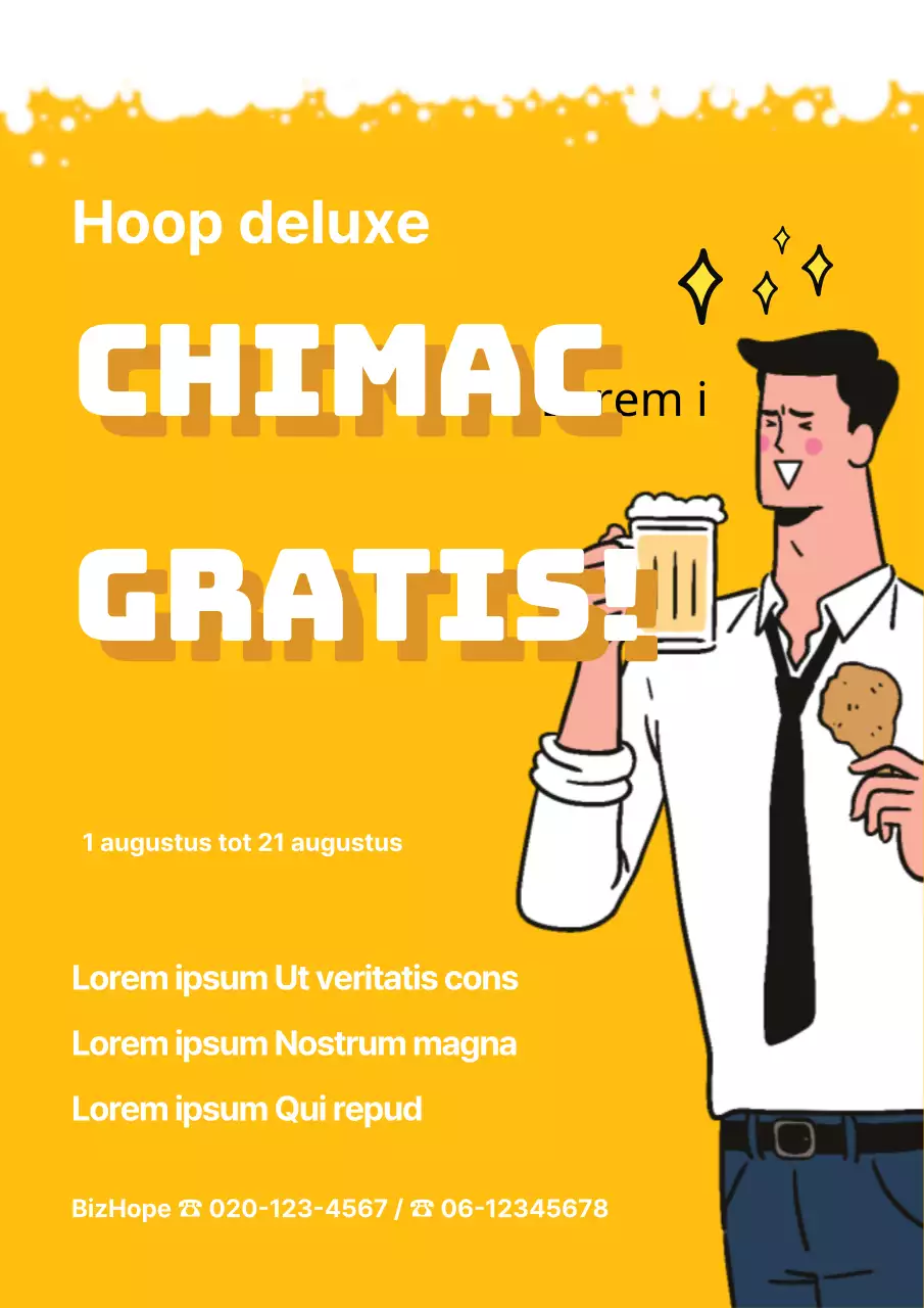 Promoot je gratis bier zomerevenement met een gele achtergrond