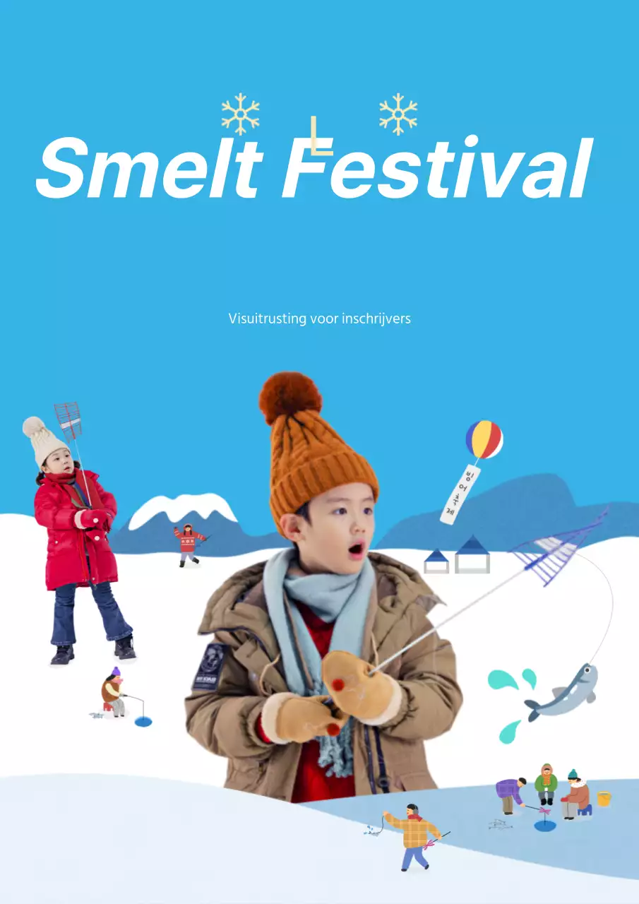 Leuke smeltvisfestival promotieposter in lichtblauw