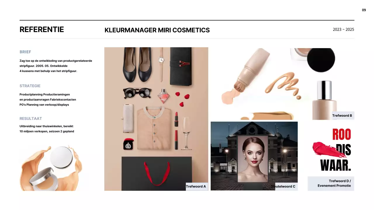 Eenvoudige cosmetica MD portfolio in lichtblauw en zwart