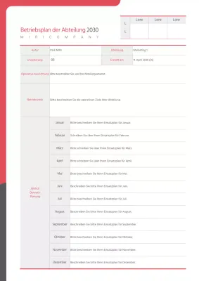 Rot und grau unterlegter Betriebsplan der Abteilung