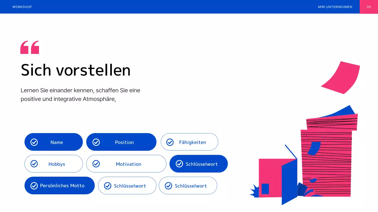 Blau und rosa illustrierter Teambuilding-Workshop