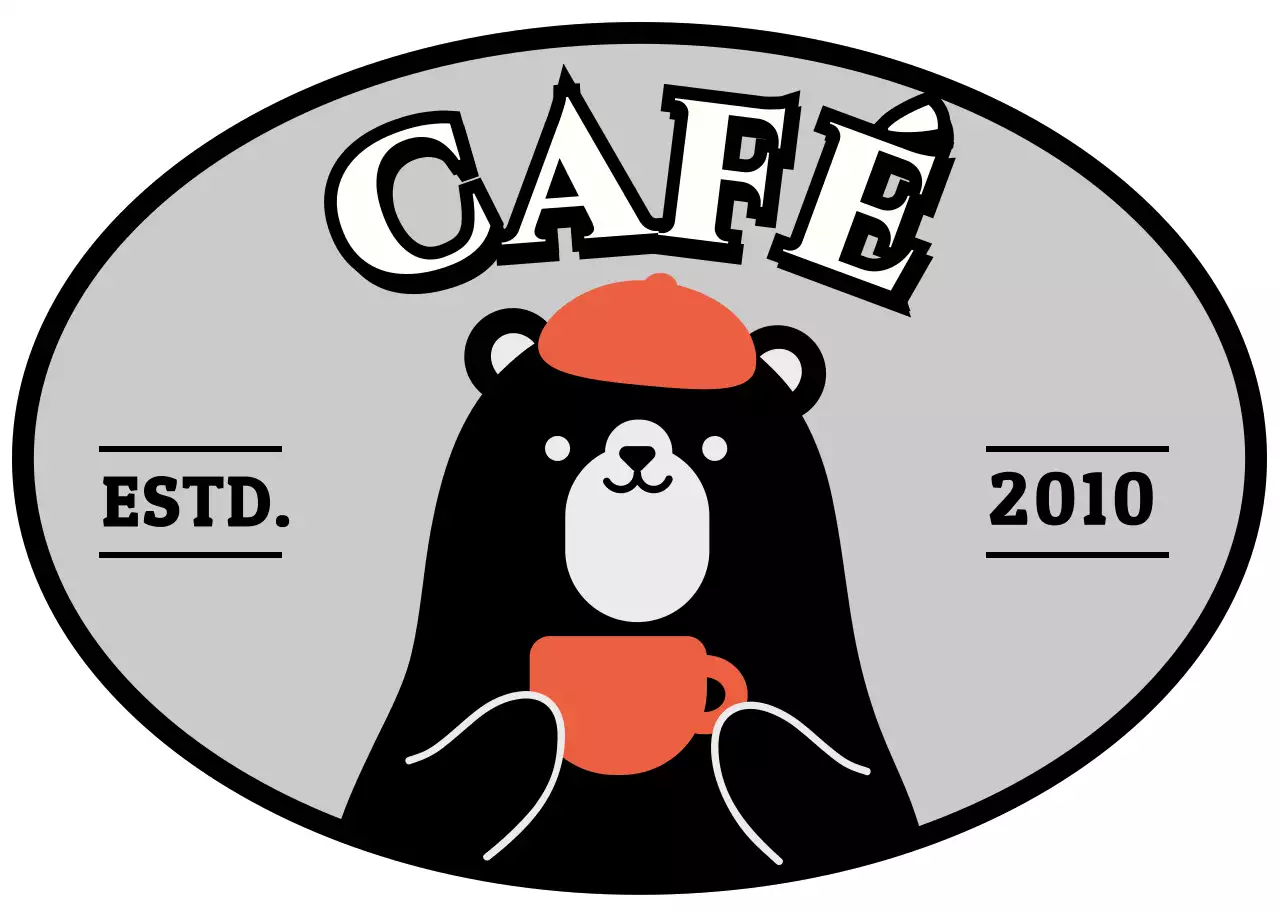 Negro naranja retro lindo logotipo de café sombrero de café