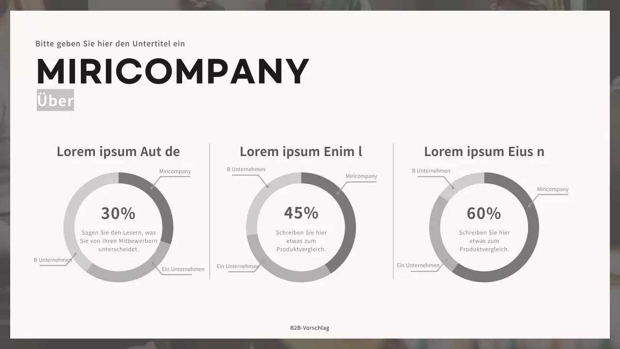 Präsentation eines B2B-Angebots für Unternehmen in Schwarz- und Grautönen