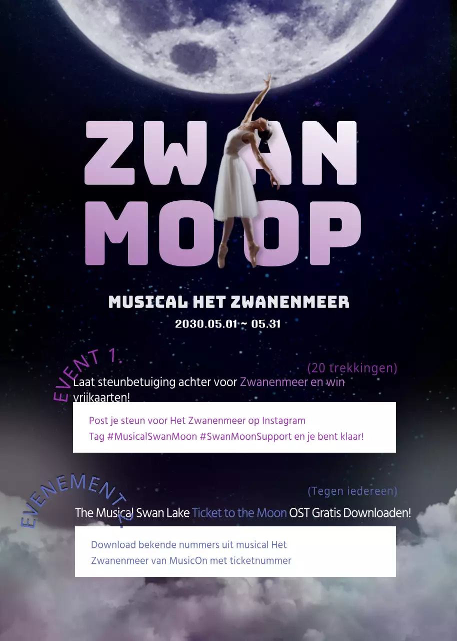 Een musical ticket giveaway met een marineblauwe en paarse twist