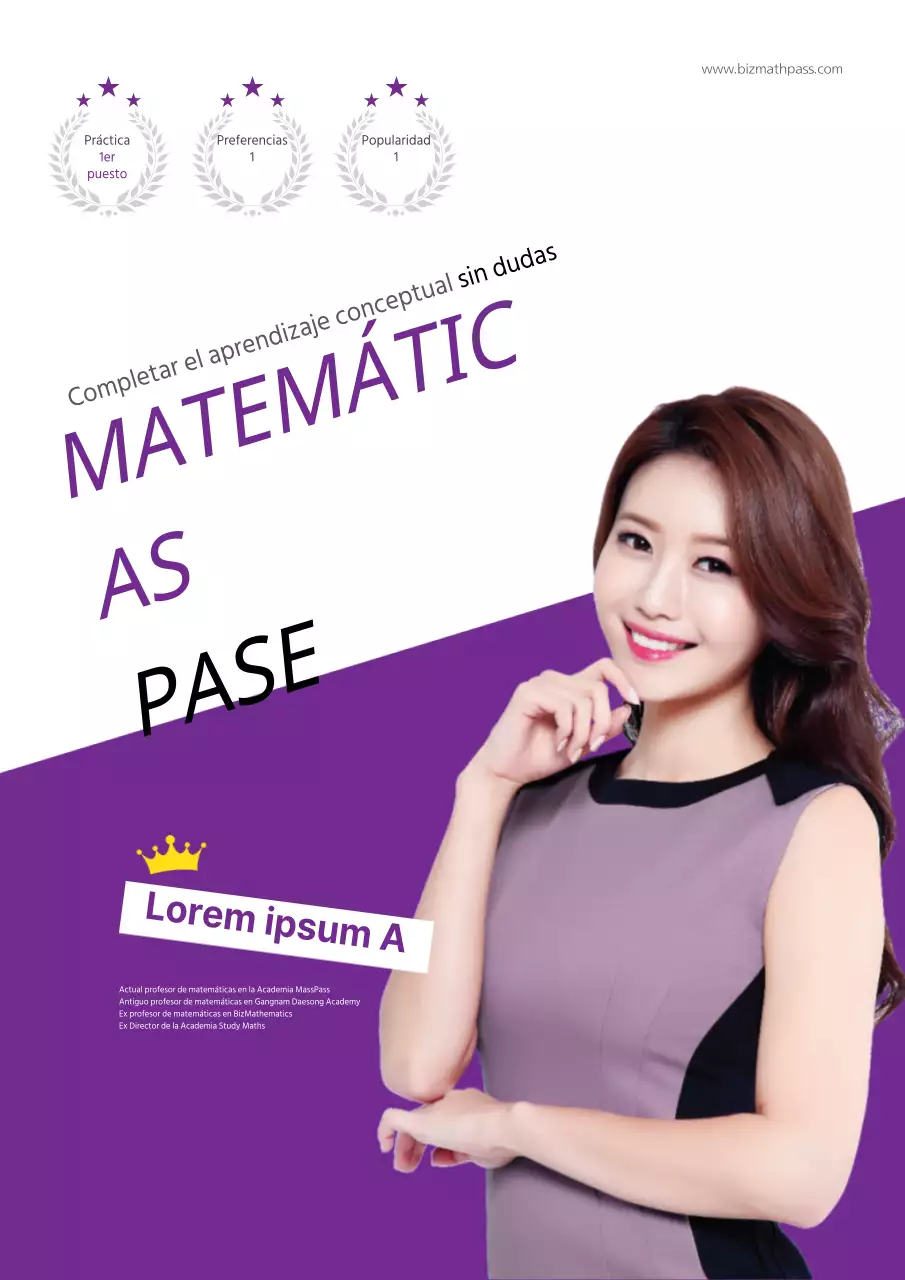 Póster promocional de profesor de matemáticas sencillo en morado