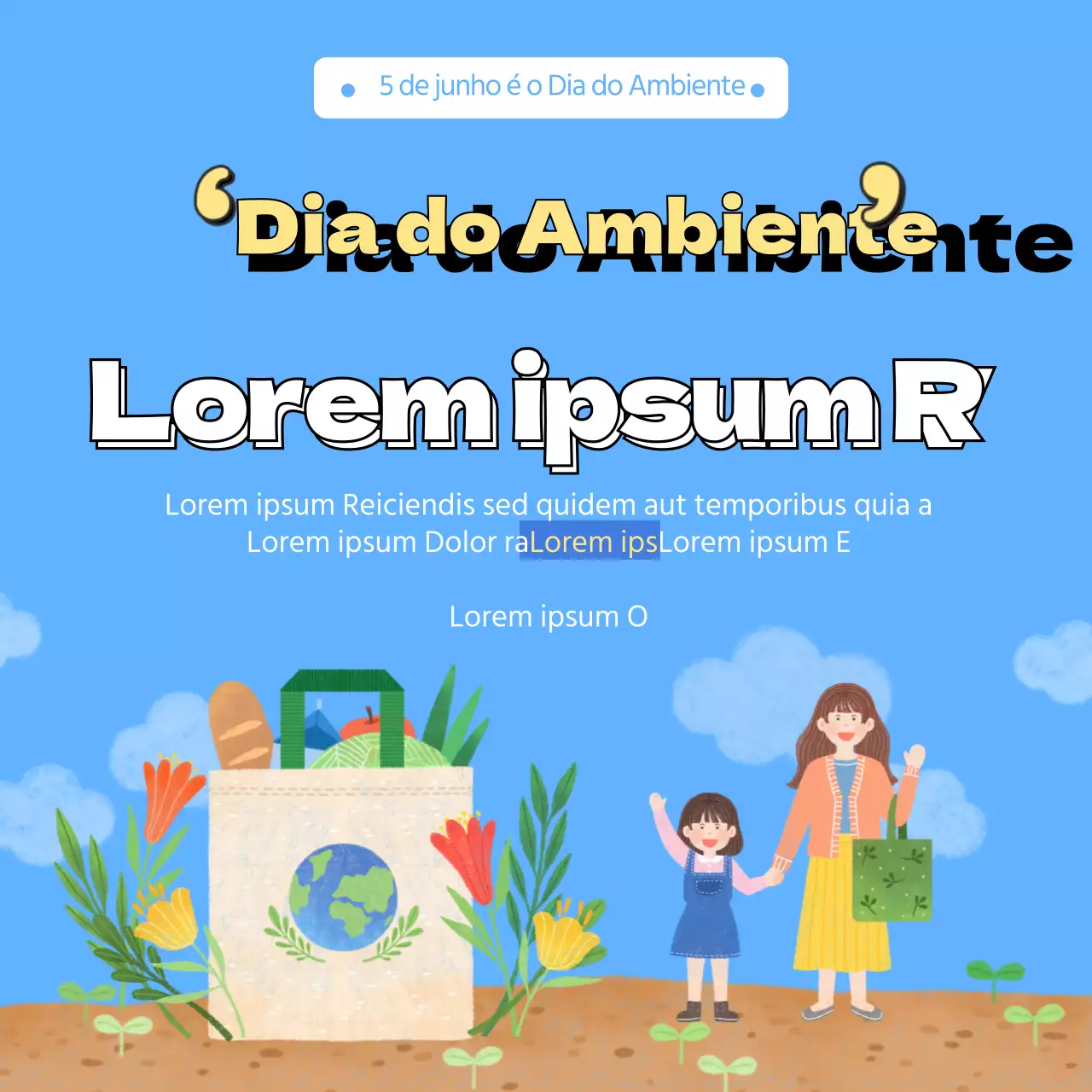 Ilustração ecológica azul clara ocre quente para o evento do Dia do Ambiente