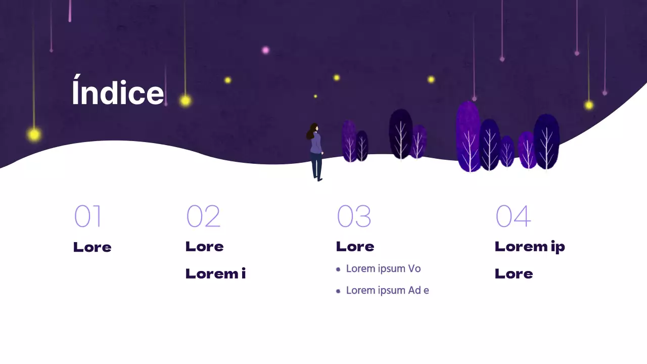 Creativa propuesta musical con fondo morado y adornos de estrellas