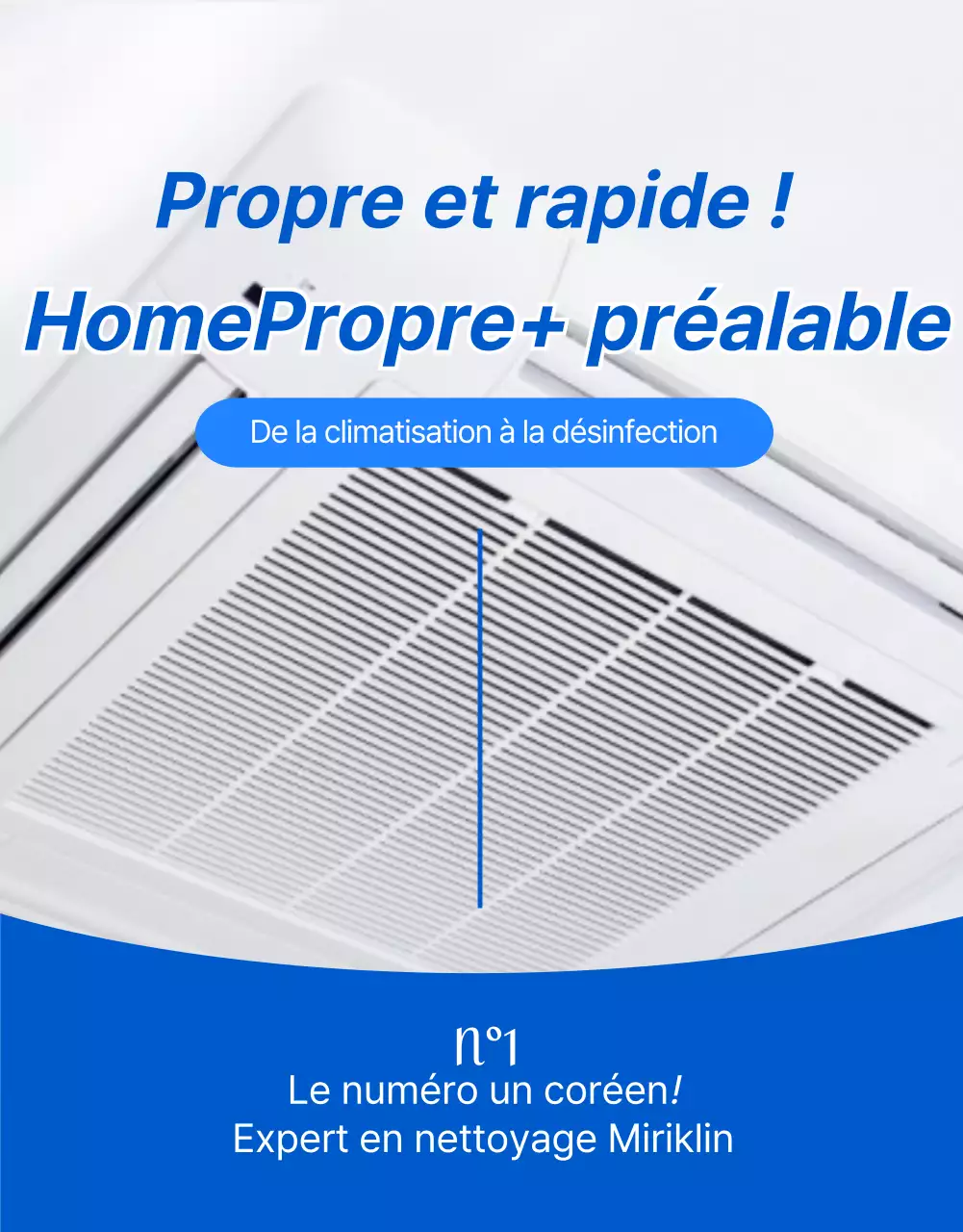 Service de nettoyage de climatiseurs bleu, soigné et professionnel (page de détail)