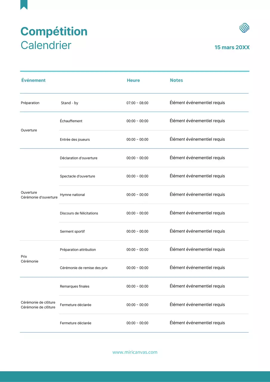 Organigramme simple d'un tournoi bleu