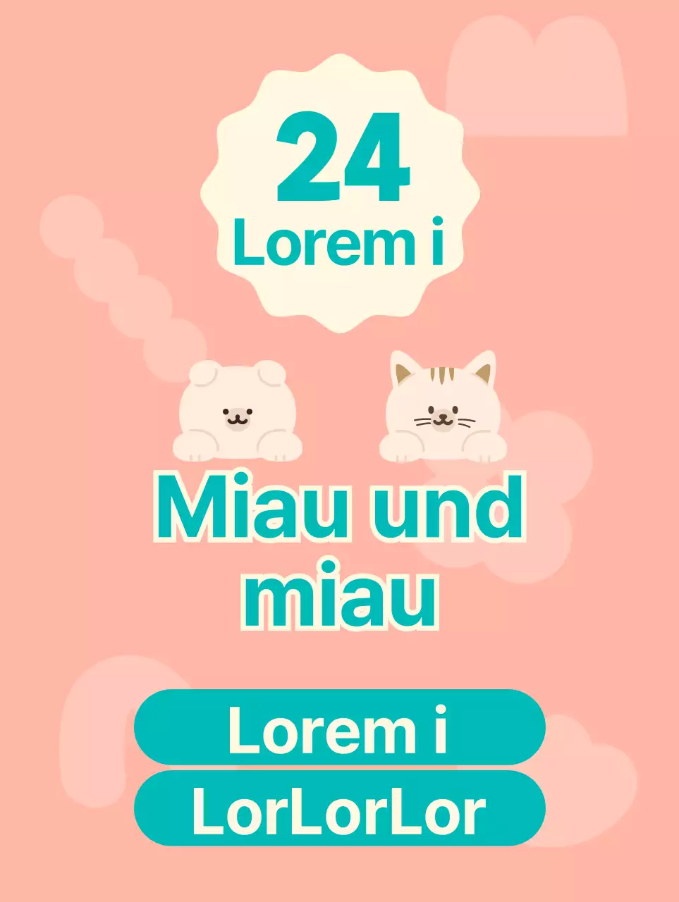 Ein unbesetzter Tierbedarfsladen mit niedlichen rosa und türkisfarbenen Hunde- und Katzenfiguren