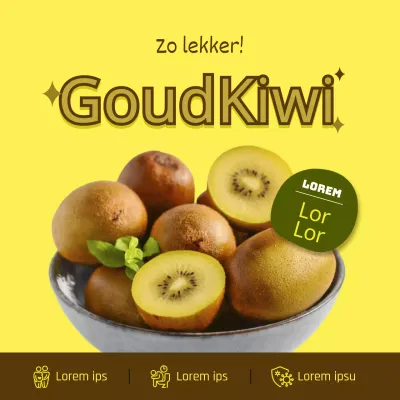 De gezondheidsvoordelen van de gouden kiwi delen met een eenvoudig concept, met een gele foto
