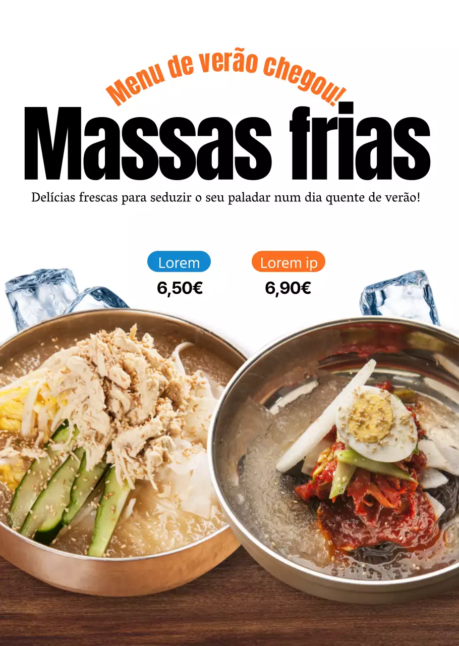 Cartaz transparente simples sobre comida de verão para a sala de jantar