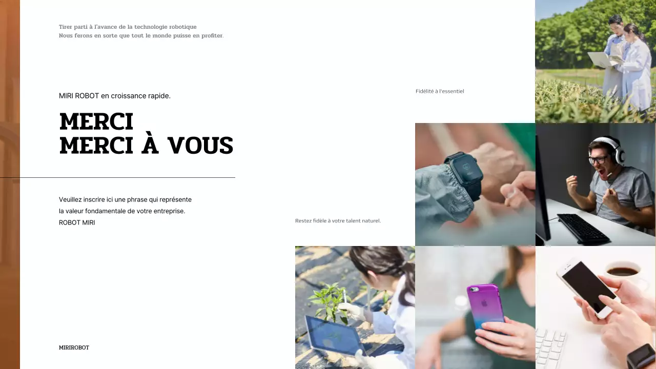 Présentation d'un robot brun et blanc