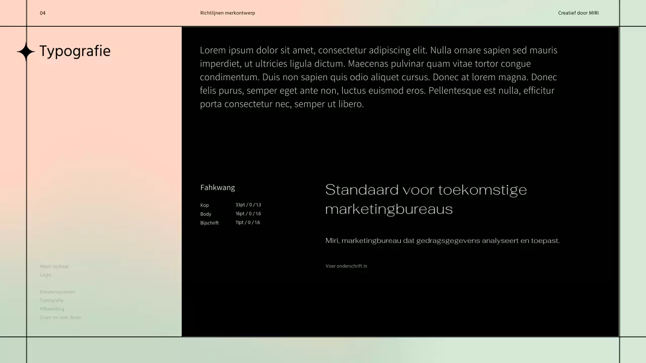 Eenvoudige merkontwerprichtlijnen met een zwart lijnmotief op een pastelkleurige achtergrond