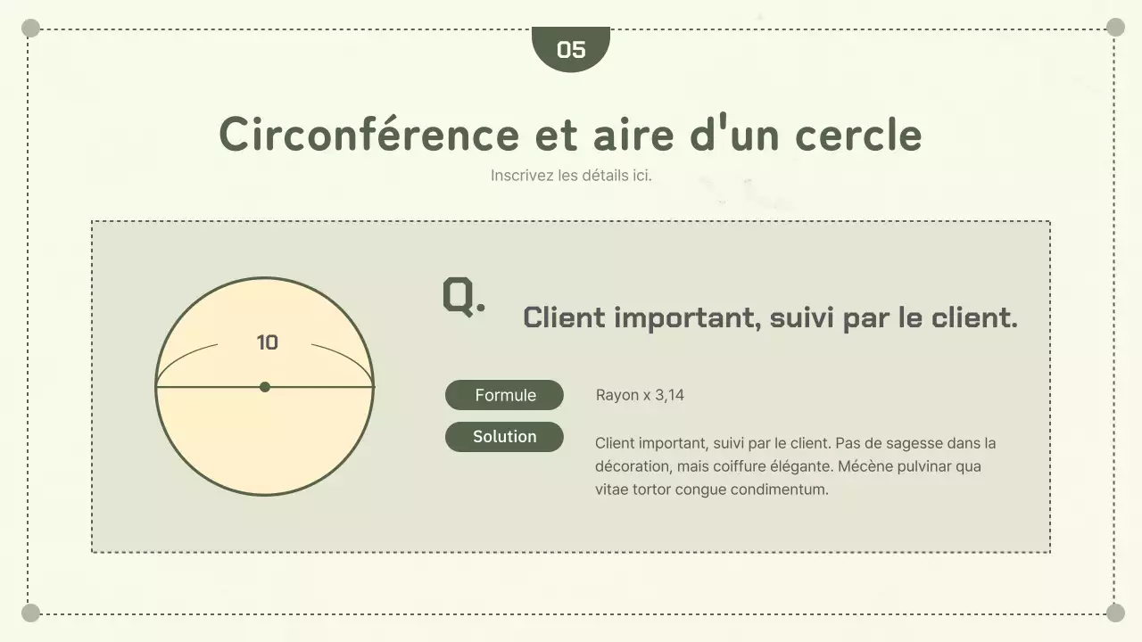 Concepts géométriques simples en vert Circonférence et jour de la tarte