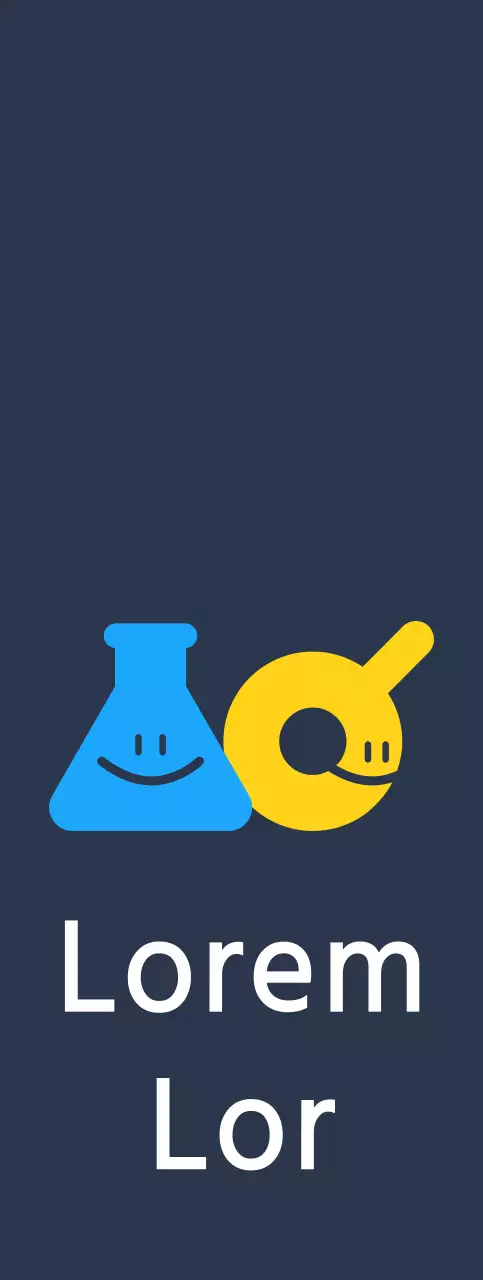 Entwerfen Sie ein Logo für eine naturwissenschaftliche Schule mit einer blauen und gelben Werkzeugfigur für ein wissenschaftliches Labor