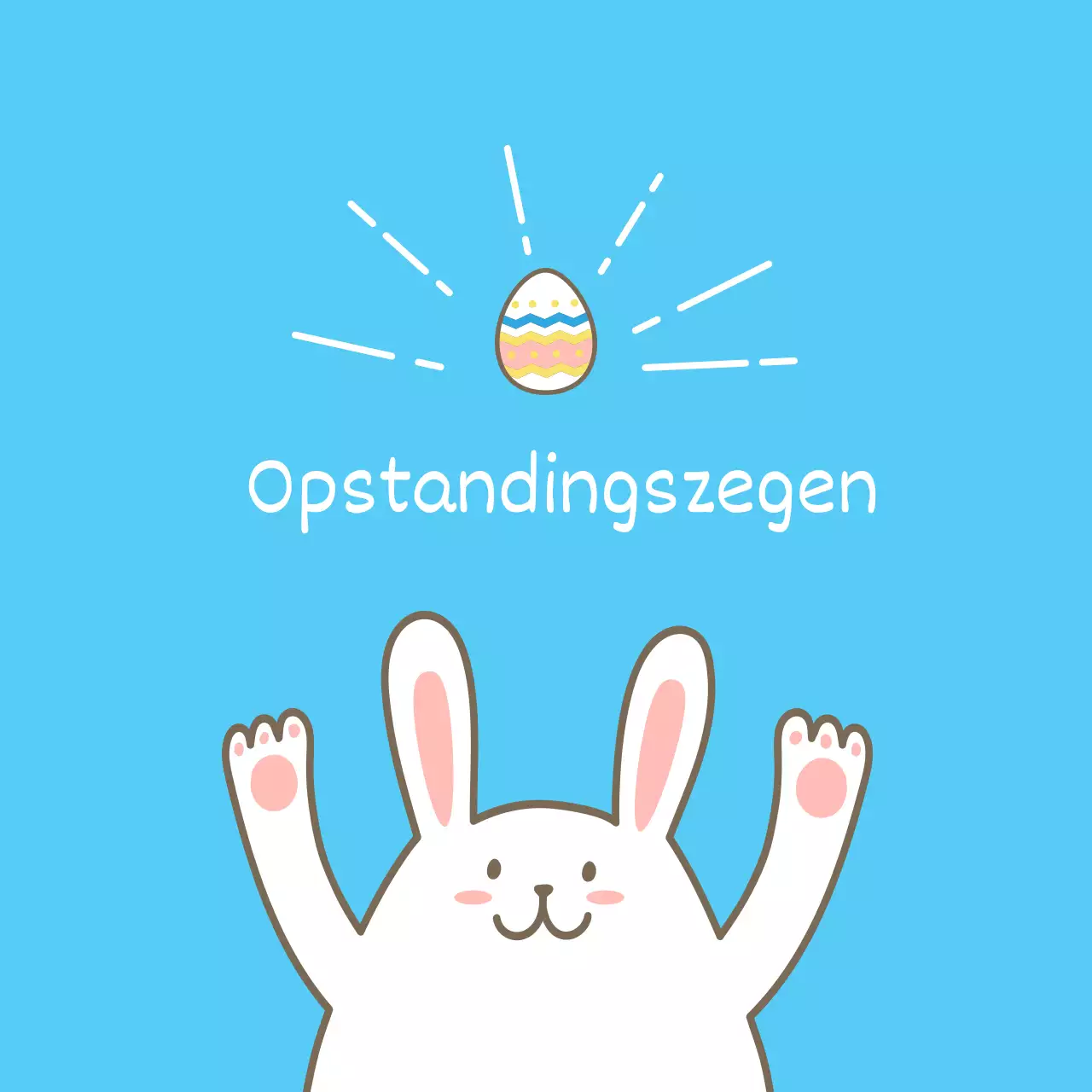 Schattige paaskerk cirkelsticker in lichtblauw