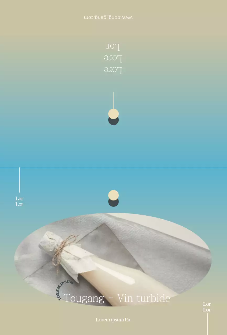 Carte postale de produits à base de vin de riz en dégradé bleu clair