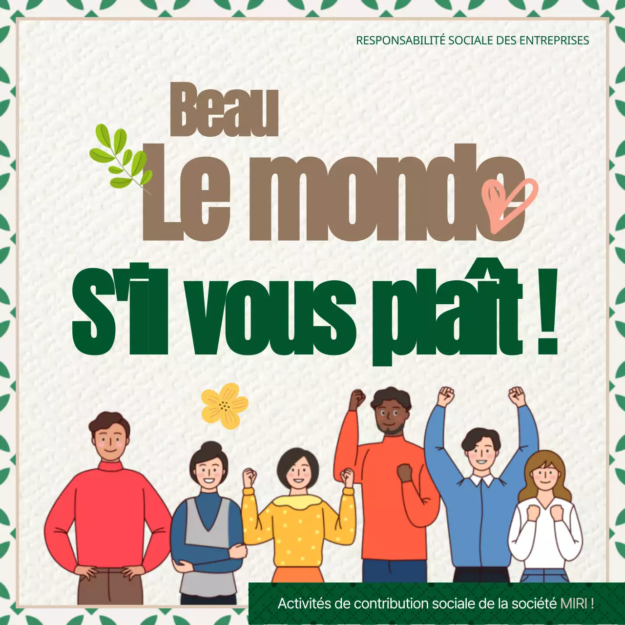 La responsabilité sociale des entreprises en illustrations vertes et brunes