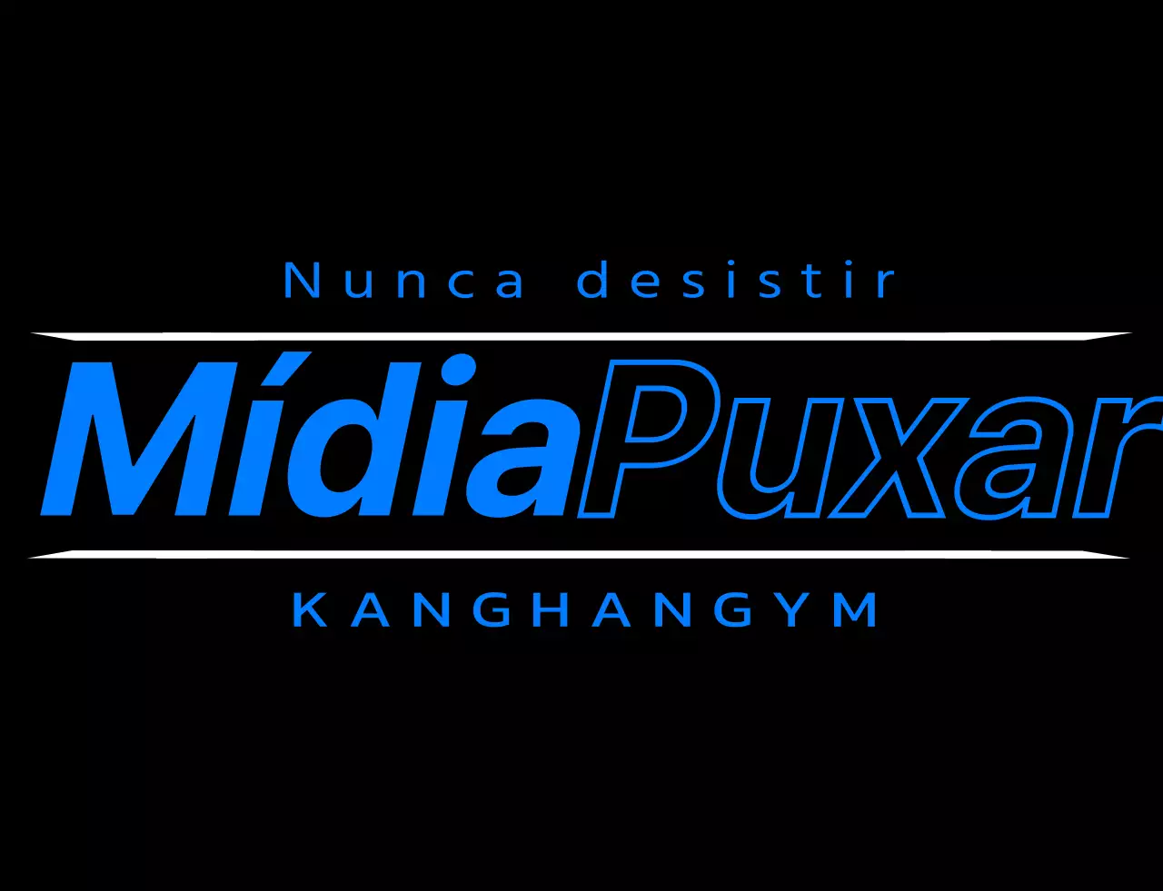Um design exclusivo para membros do ginásio com um logótipo preto e azul do ginásio e texto relacionado com o exercício físico