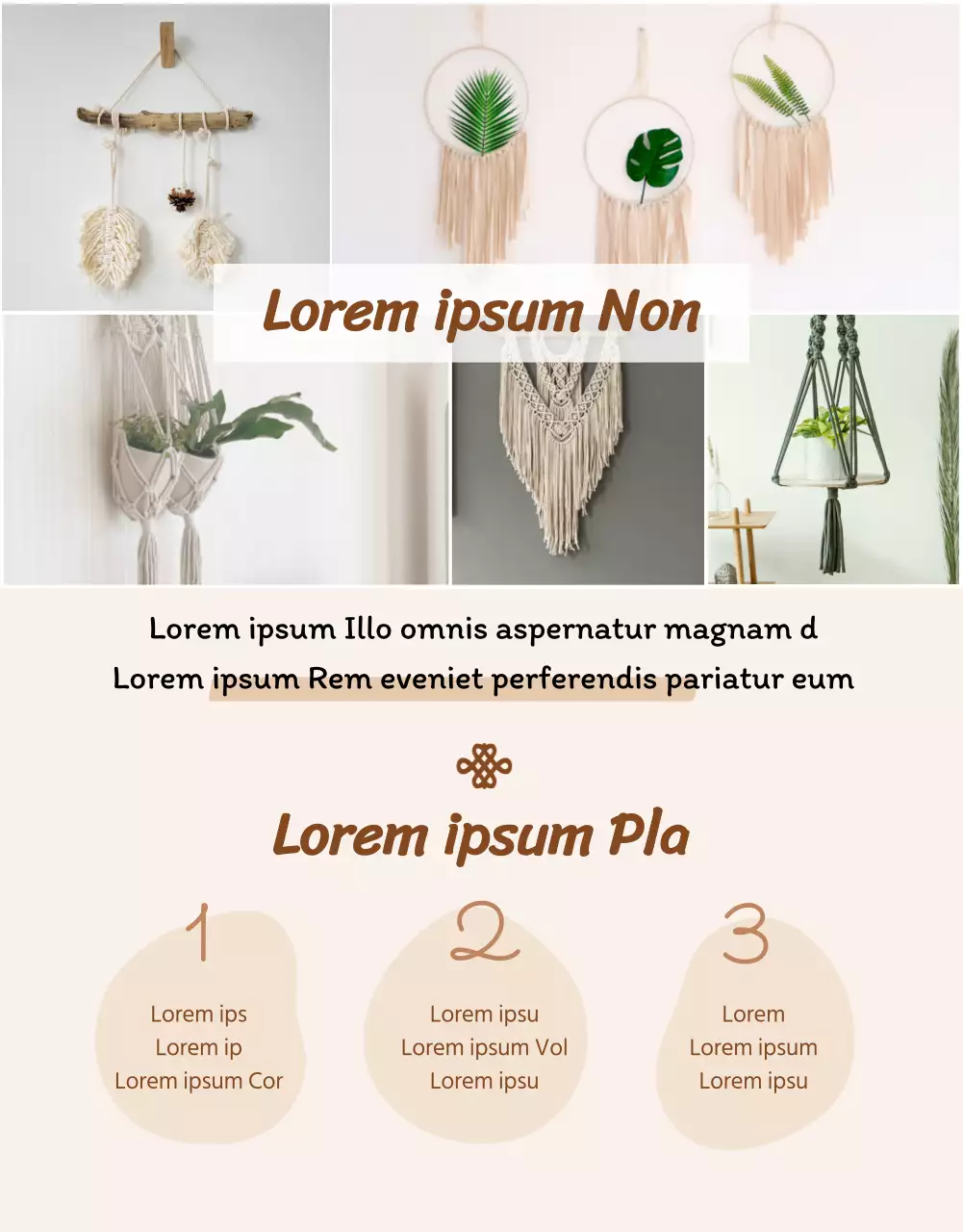 Informatie over een knutselcursus met beige abstracte illustraties en fotografie