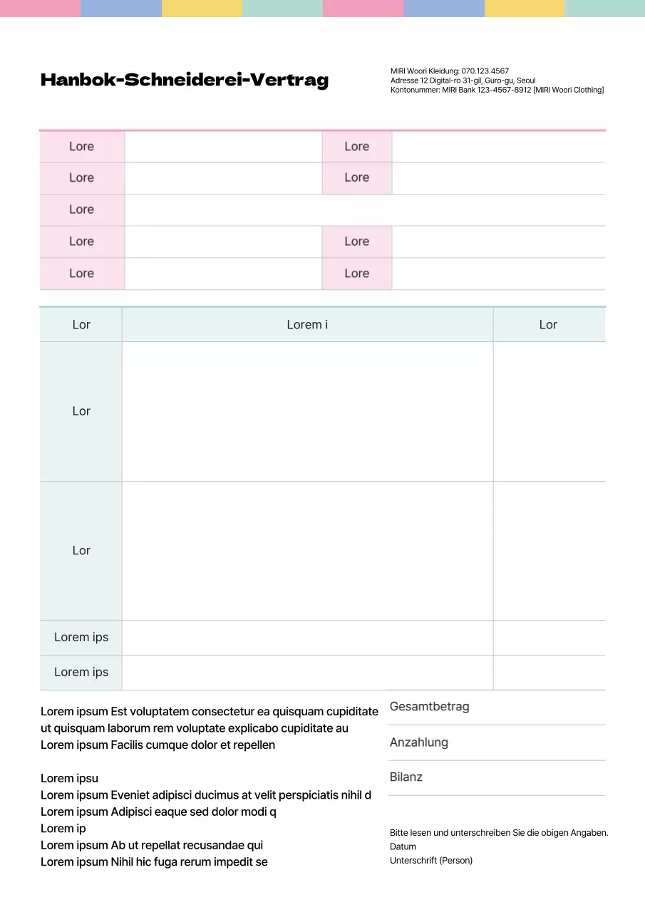 Hanbok-Anpassungsvertrag in Rosa und Chartreuse