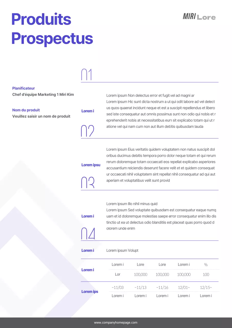 Une fiche produit propre, de couleur bleu-gris