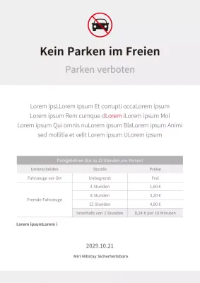 Ein einfaches Parkverbotsschild in Grau