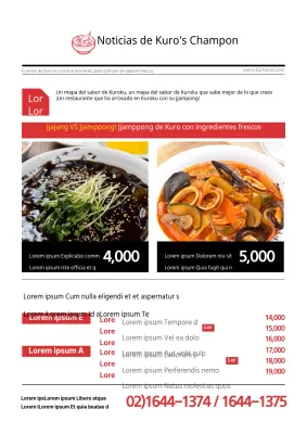 Menú de comida china con un concepto de periódico rojo y negro