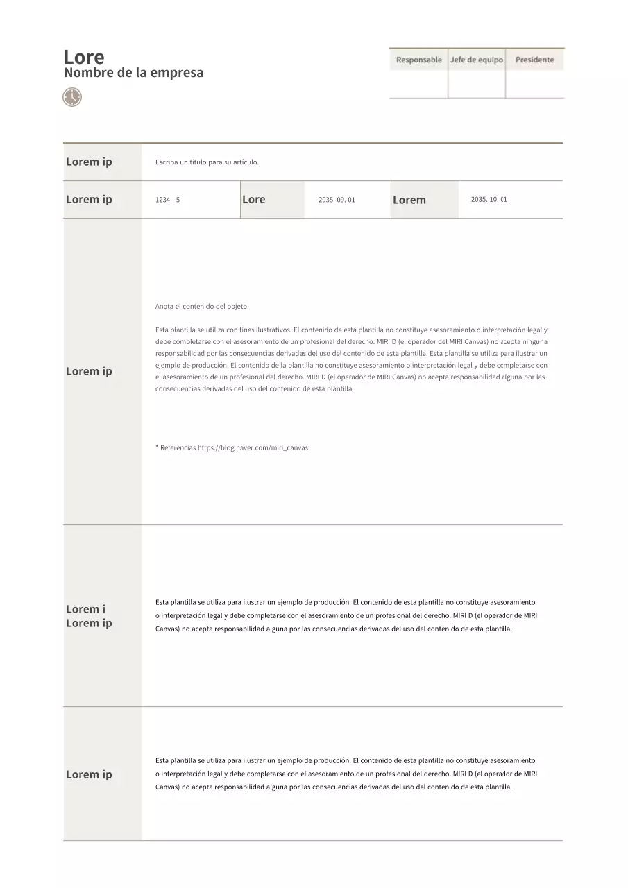 Carta de intenciones marrón, sencilla y tabular
