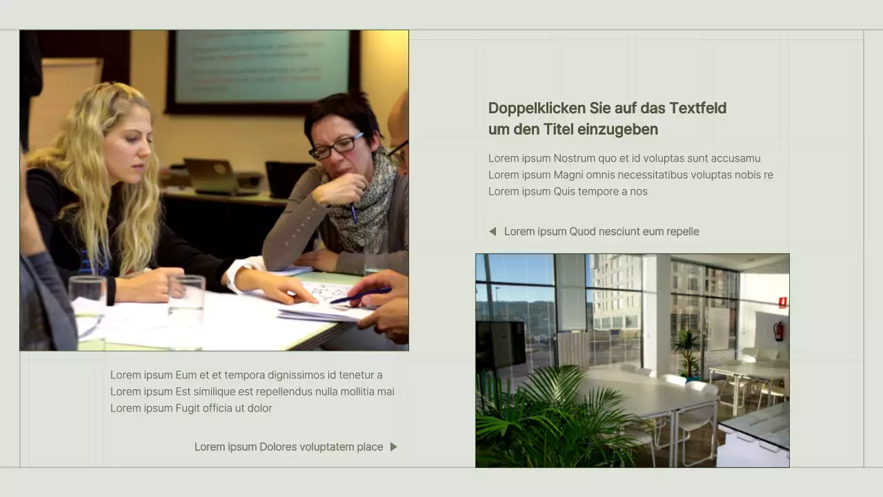 Portfolio eines Content-Vermarkters mit grünem, einfachem Gitterkonzept