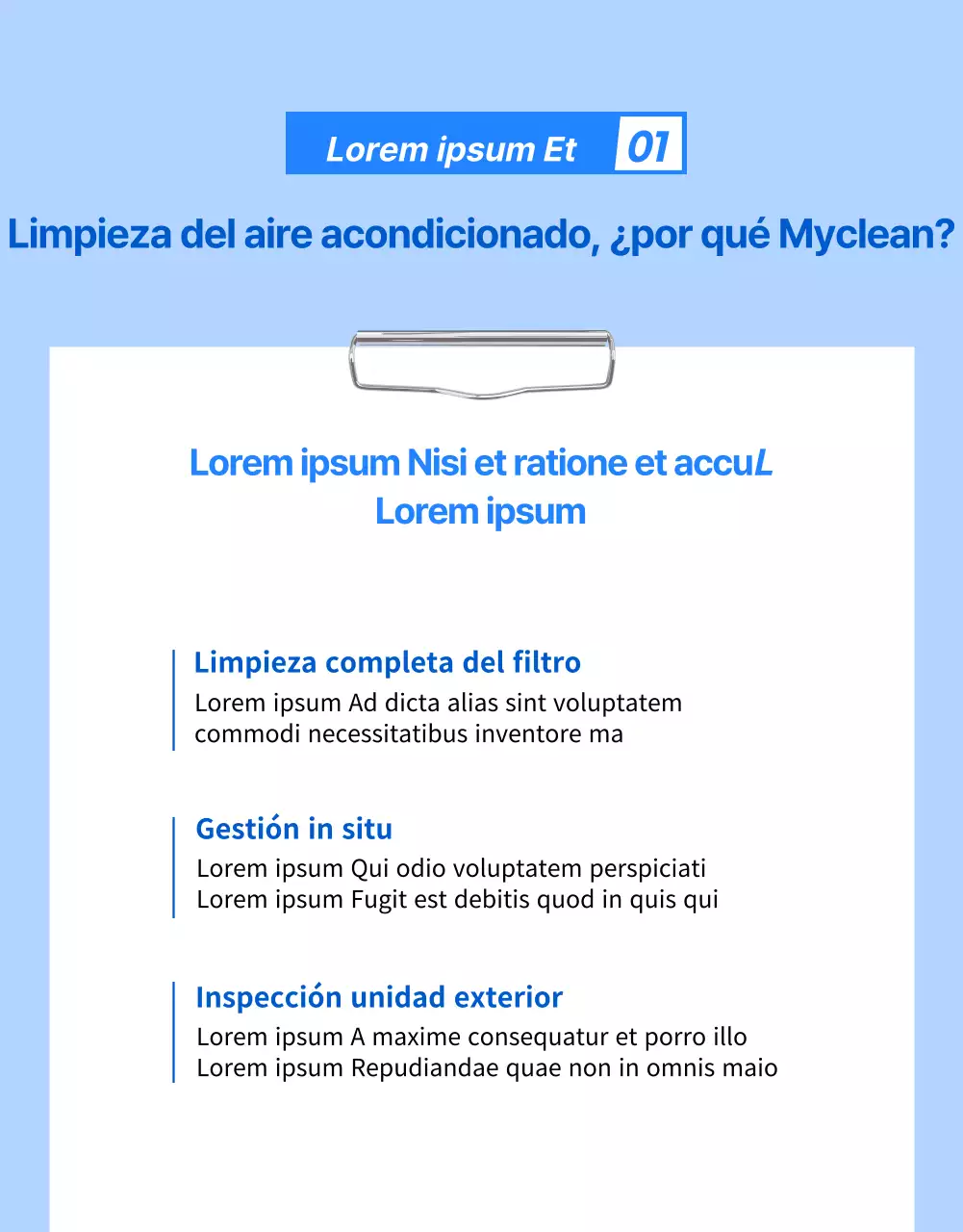 Servicio de limpieza de aire acondicionado azul, pulcro y profesional (página de detalles)