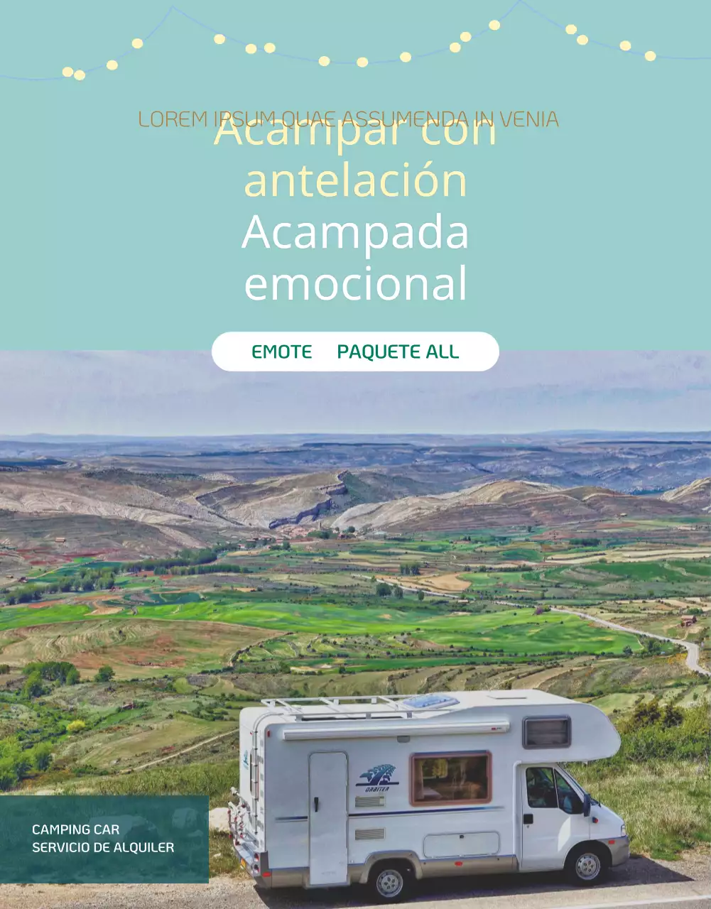 Guía de un sencillo servicio de alquiler de autocaravanas en menta y amarillo