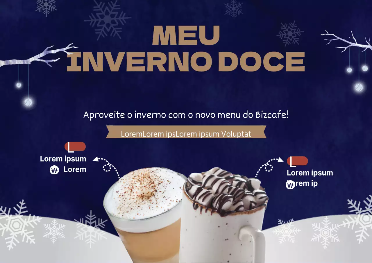 Bebidas de inverno Novo Menu Evento