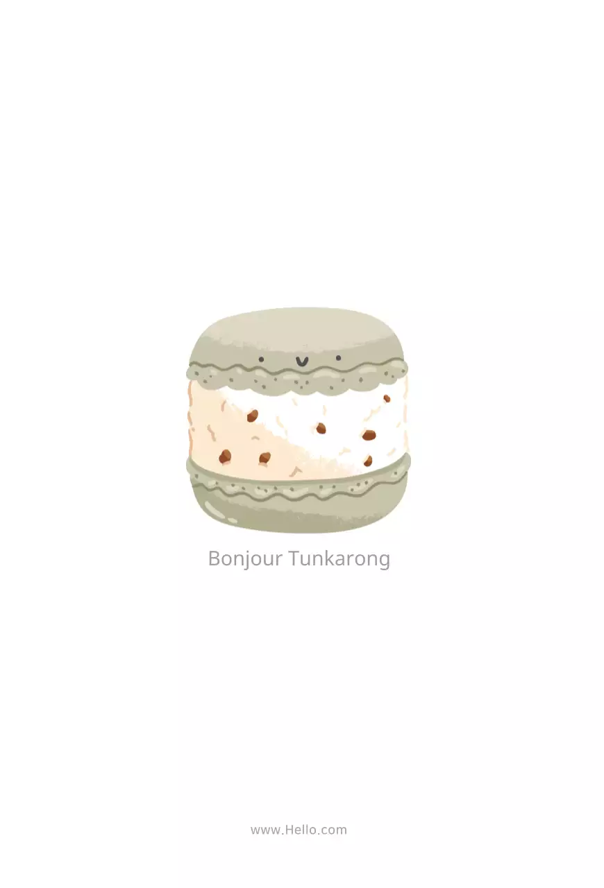 Carte postale promotionnelle d'un café avec des macarons aux couleurs vives