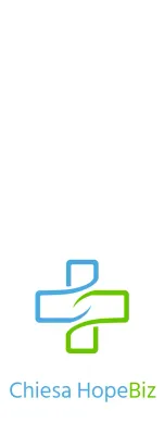 Logo della chiesa con una semplice croce illustrata in blu e verde