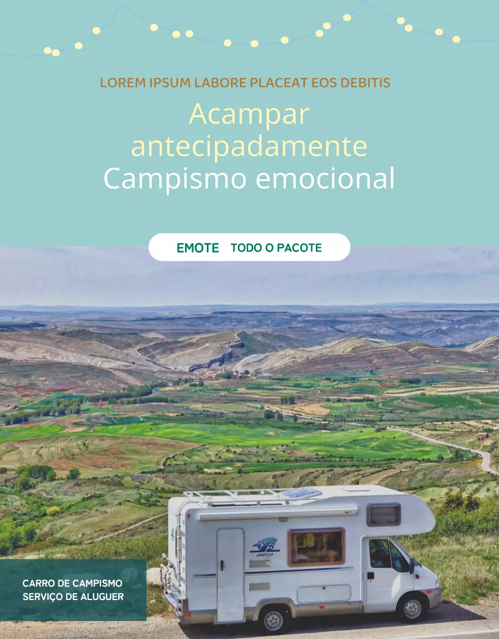 Um guia para um serviço simples de aluguer de autocaravanas em cor de menta e amarelo