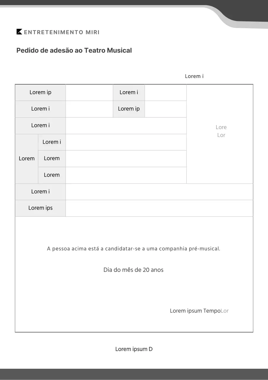 Formulário de candidatura simples