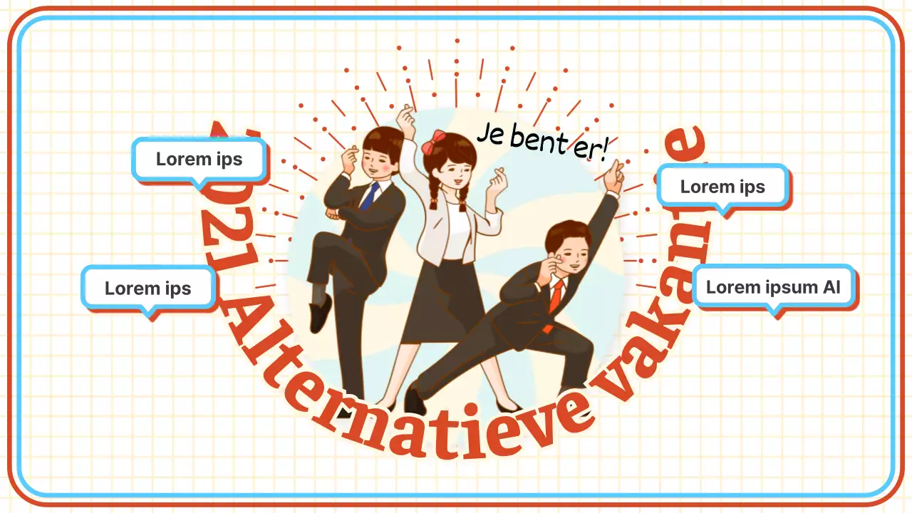 Retro concept in rood en blauw met alternatieve vakantie-informatie