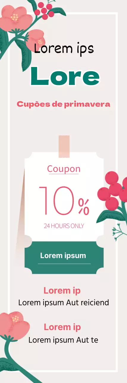 ilustração verde-rosa evento de cupão de primavera limpo