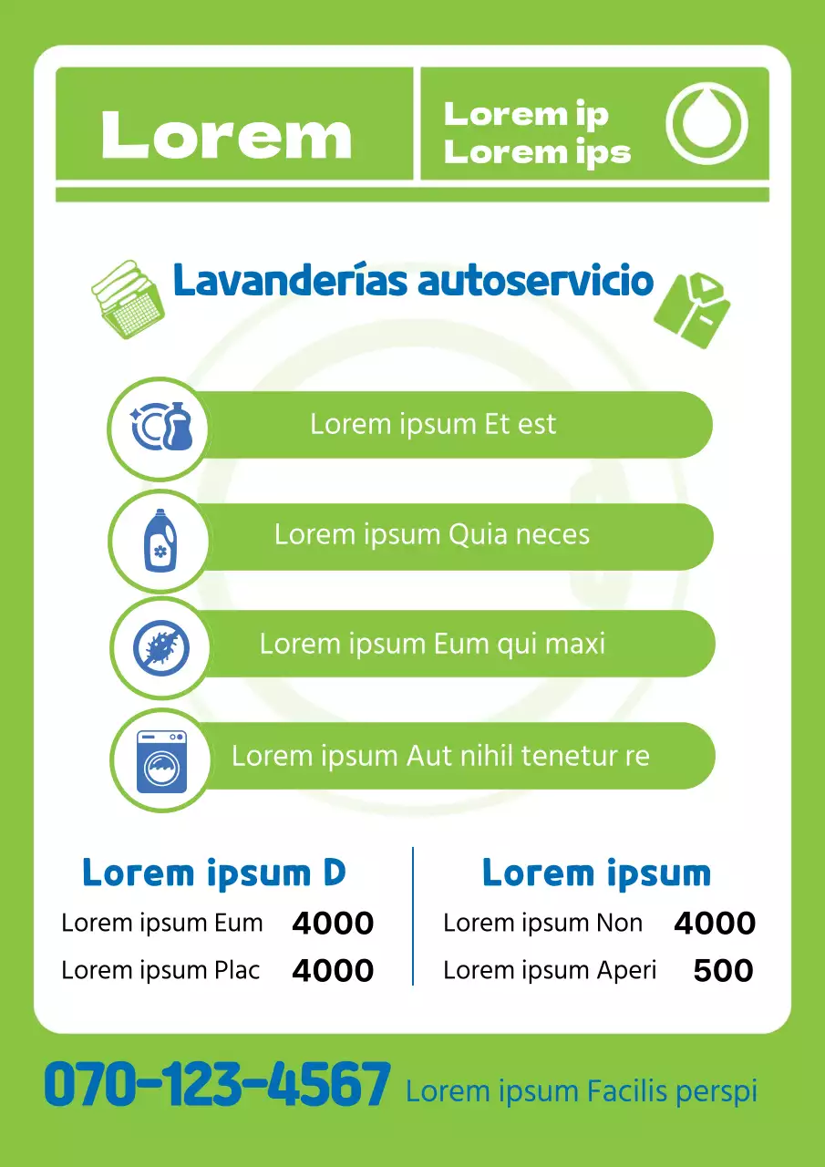 Ilustración en verde lima para promocionar una lavandería limpia