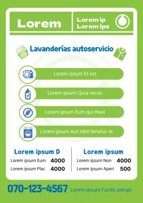 Ilustración en verde lima para promocionar una lavandería limpia