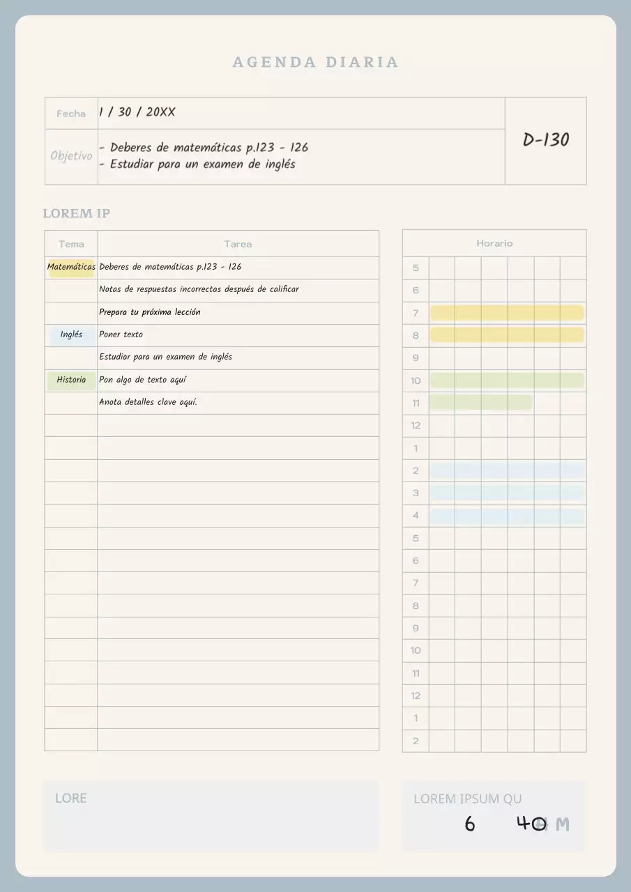 Una bonita agenda diaria de colores pastel
