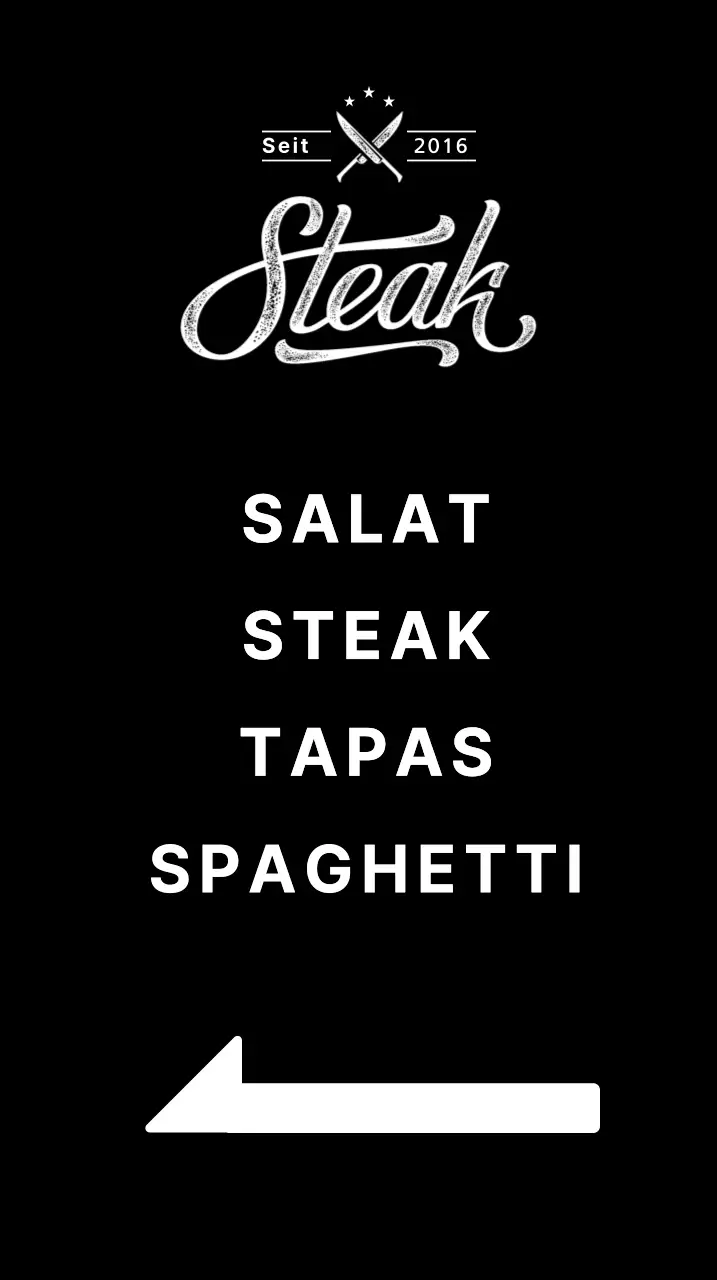 Restaurant-Banner mit einem Bild eines Steaks auf schwarzem Hintergrund